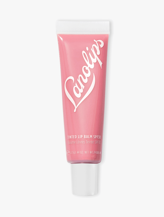 Product shot of the Lanolips Rose Tinted Lip Balm SPF 30 on a white background.

