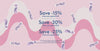 Video Player - Promotional banner with savings percentages on a pink background